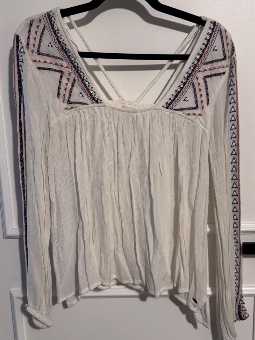 O'Neill White Embroidered V-Neck Tunic with Strappy Back